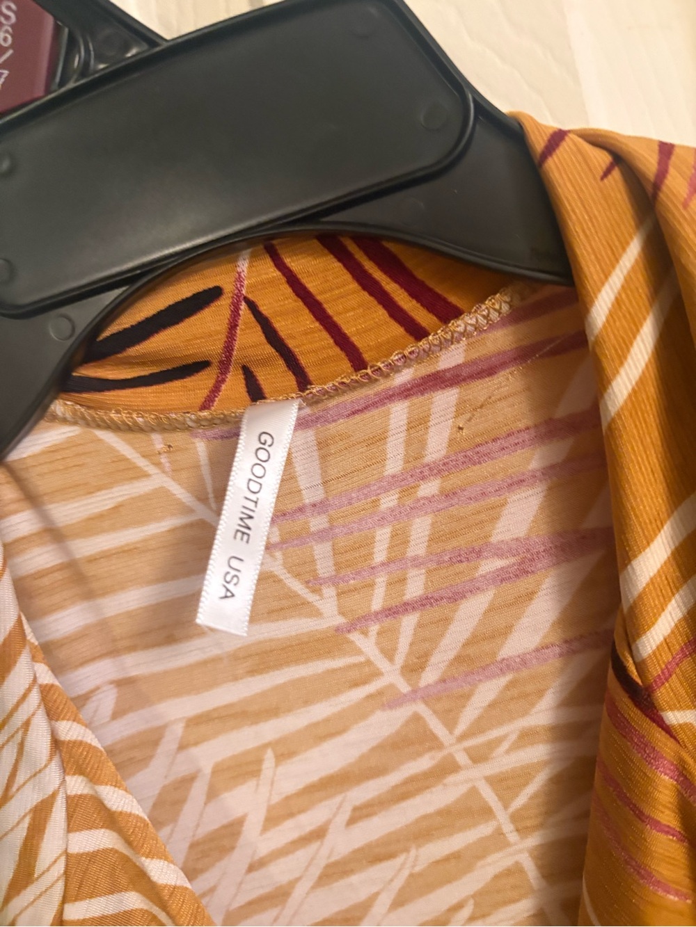 Goodtime USA Mustard Yellow Palm Stripe Top